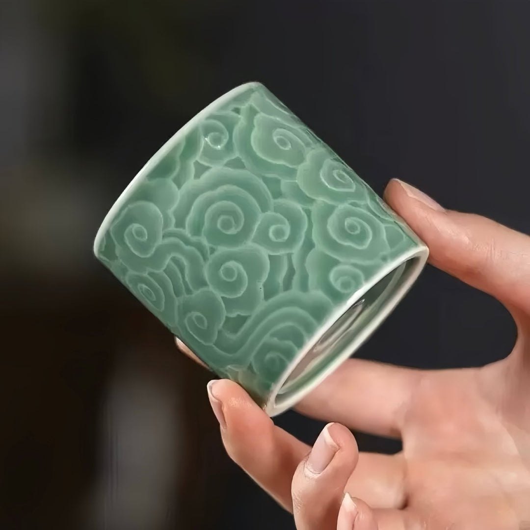 Green Glazed Porcelain Daily Teacup - Tea and Whisk