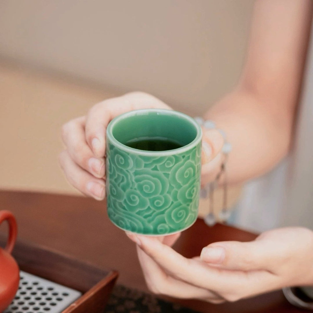 Green Glazed Porcelain Daily Teacup - Tea and Whisk