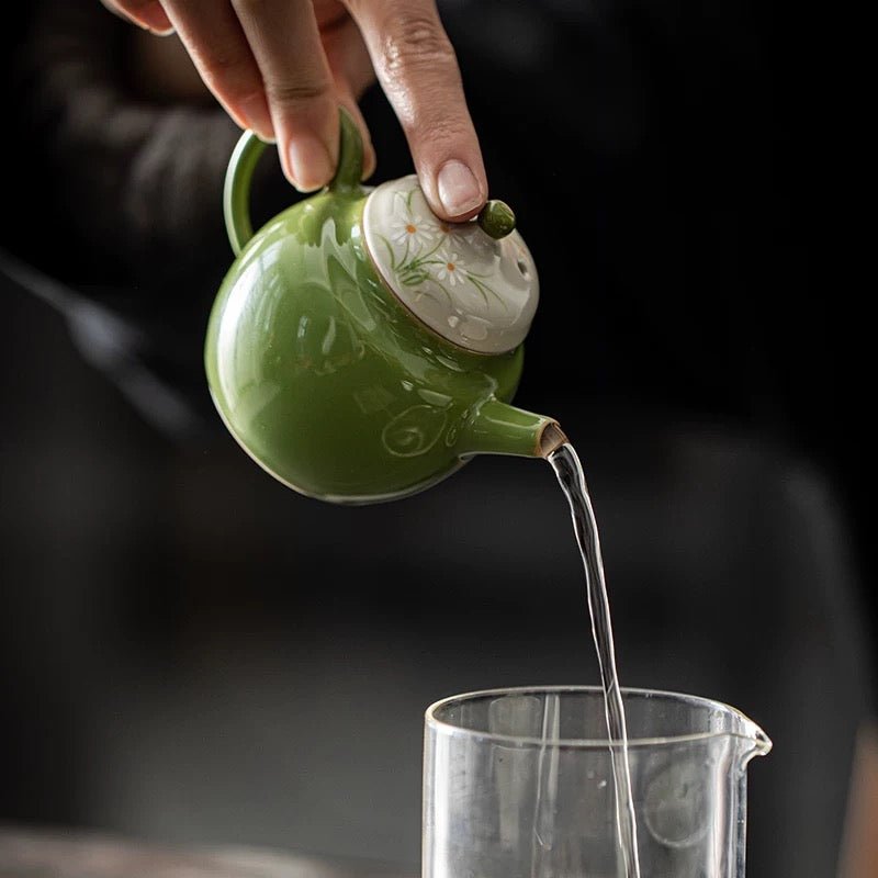 Hand - Painted Blossom Porcelain Teapot for Daily Gongfu Brewing - Tea and Whisk