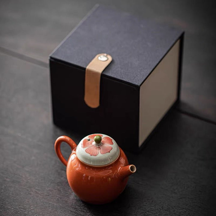 Hand - Painted Blossom Porcelain Teapot for Daily Gongfu Brewing - Tea and Whisk