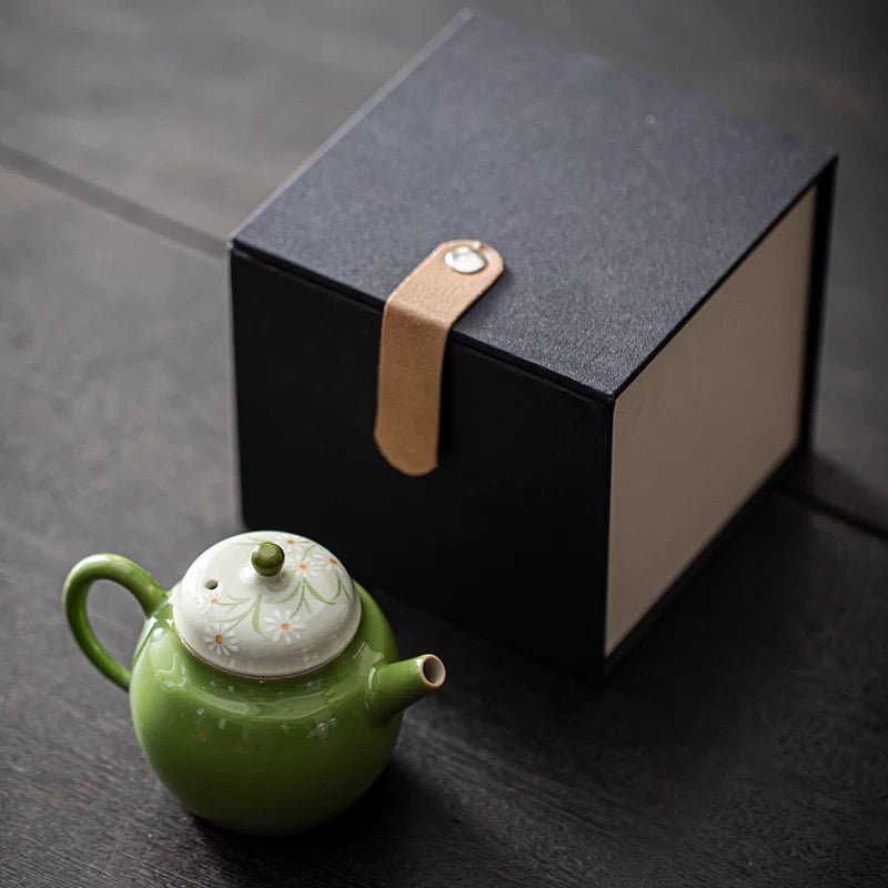 Hand - Painted Blossom Porcelain Teapot for Daily Gongfu Brewing - Tea and Whisk