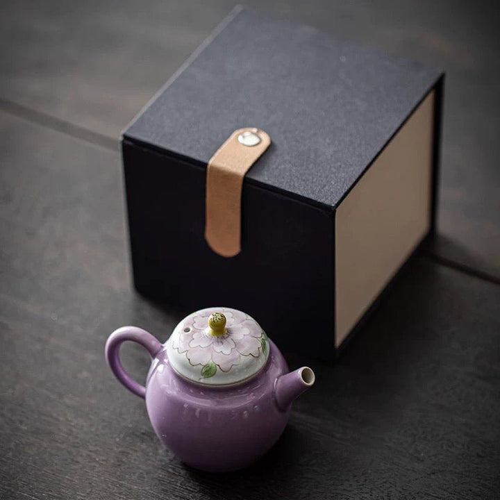 Hand - Painted Blossom Porcelain Teapot for Daily Gongfu Brewing - Tea and Whisk