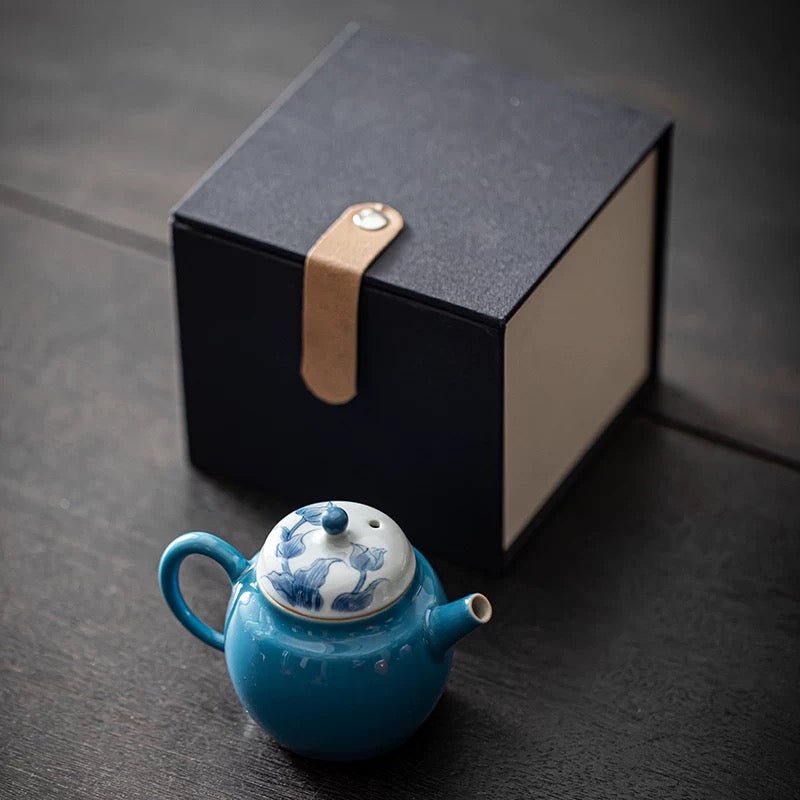 Hand - Painted Blossom Porcelain Teapot for Daily Gongfu Brewing - Tea and Whisk