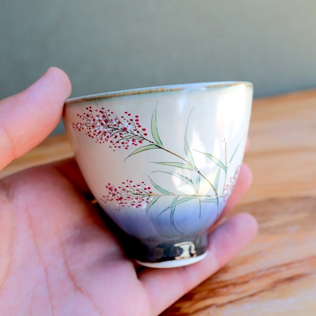 Hand - Painted Blossoming Florals Jingdezhen Teacups - Tea and Whisk