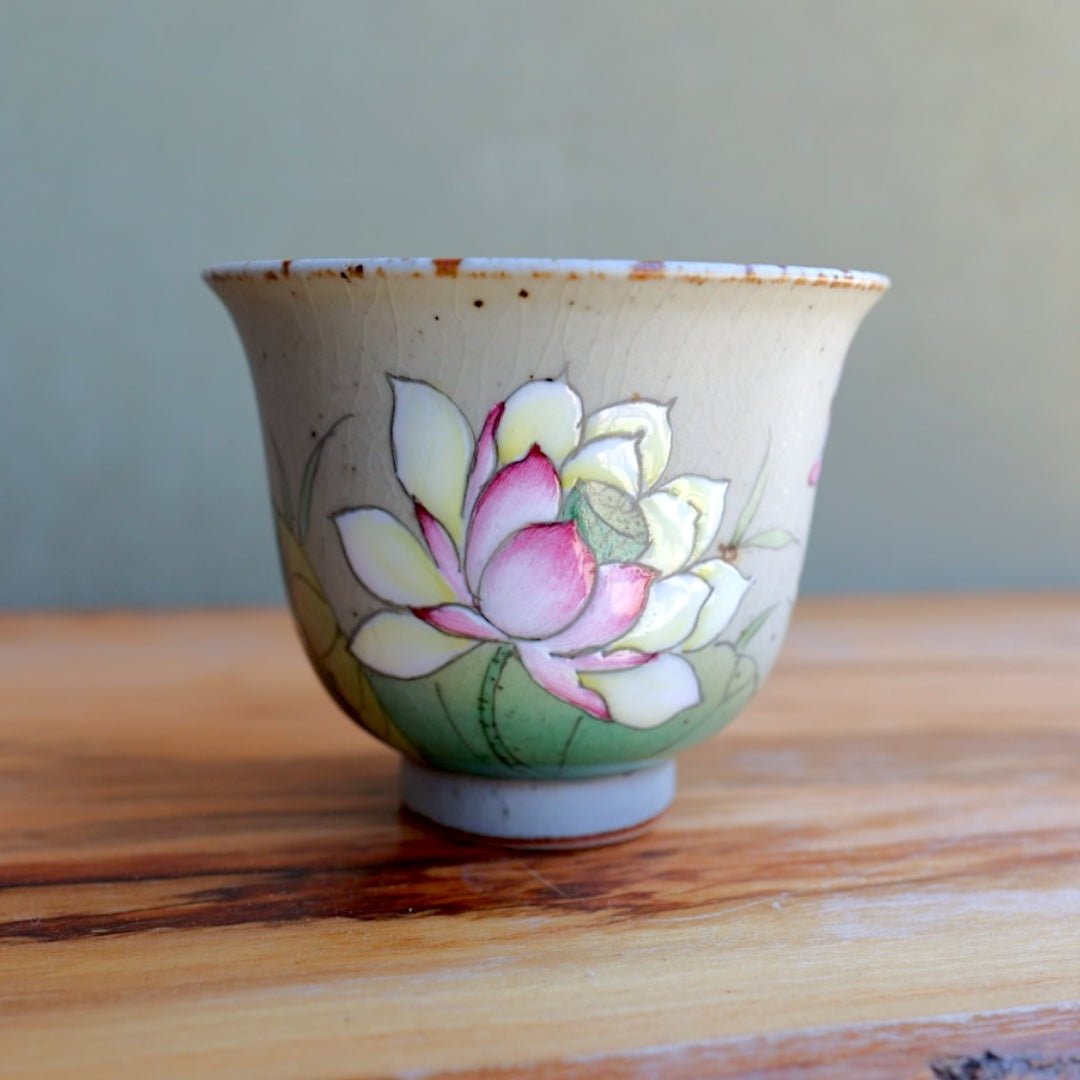 Hand - Painted Blossoming Florals Jingdezhen Teacups - Tea and Whisk