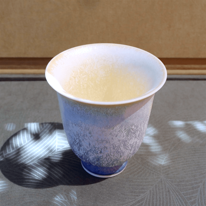 Hand - Painted Bluebird Gardens Jingdezhen Teacups - Tea and Whisk