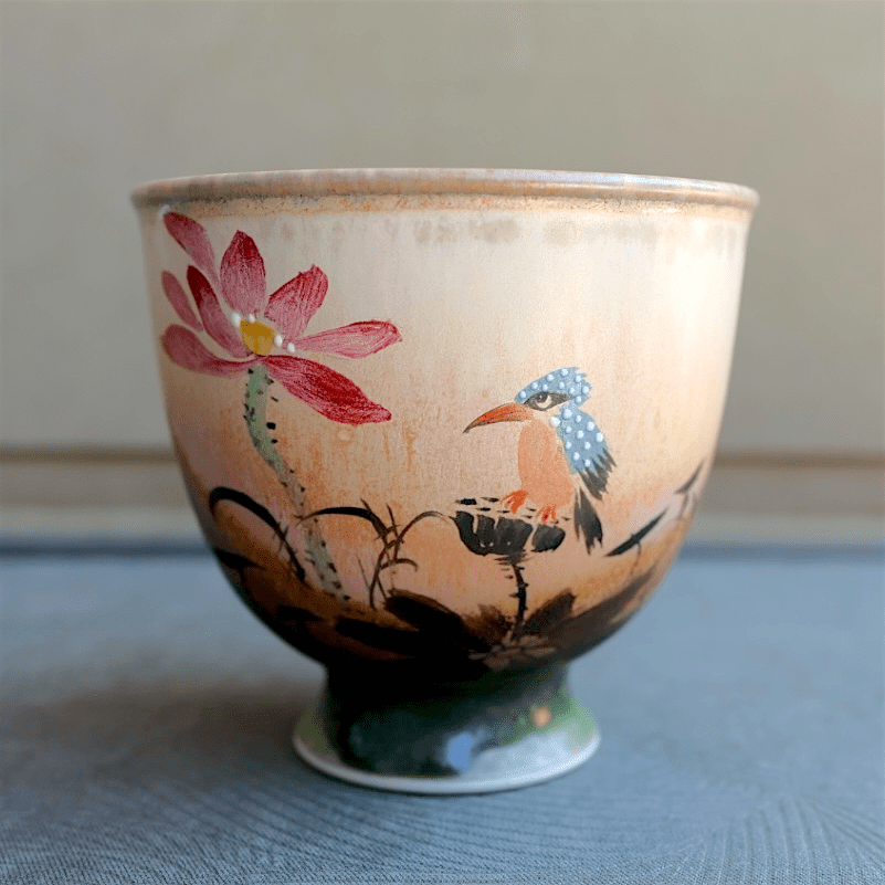 Hand - Painted Jade Garden Jingdezhen Teacups - Tea and Whisk