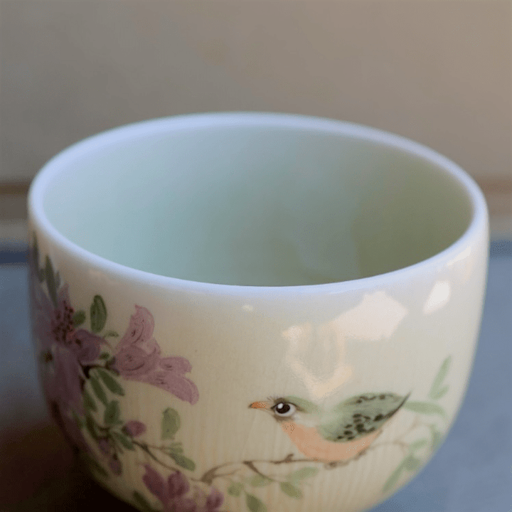 Hand - Painted Jade Garden Jingdezhen Teacups - Tea and Whisk