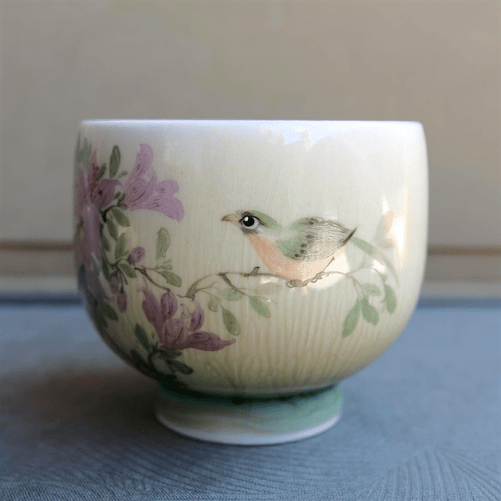 Hand - Painted Jade Garden Jingdezhen Teacups - Tea and Whisk