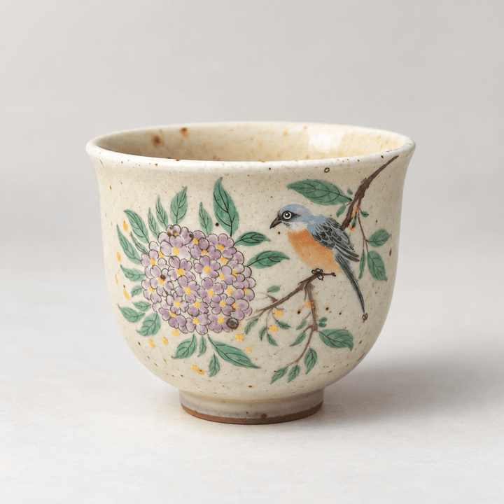 Hand-Painted Pastel Blooms And Songbird Jingdezhen Teacups - Tea and Whisk