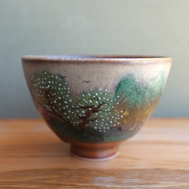 Hand - Painted Peaks & Waterfalls Jingdezhen Teacups - Tea and Whisk