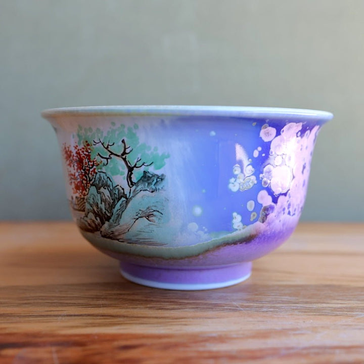 Hand - Painted Peaks & Waterfalls Jingdezhen Teacups - Tea and Whisk
