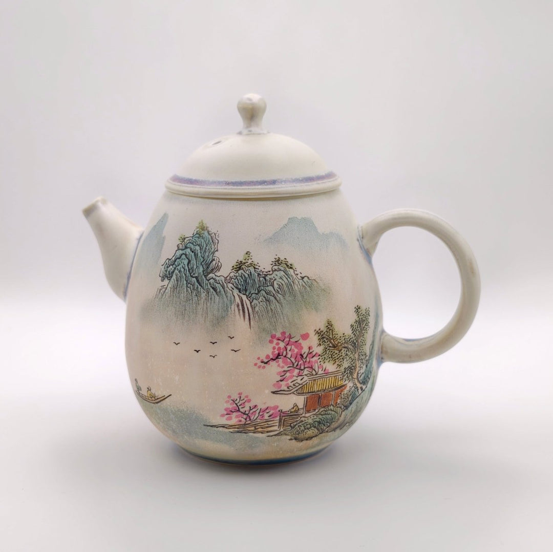 Hand-Painted "Shanshui" Jingdezhen Teapots - Tea and Whisk