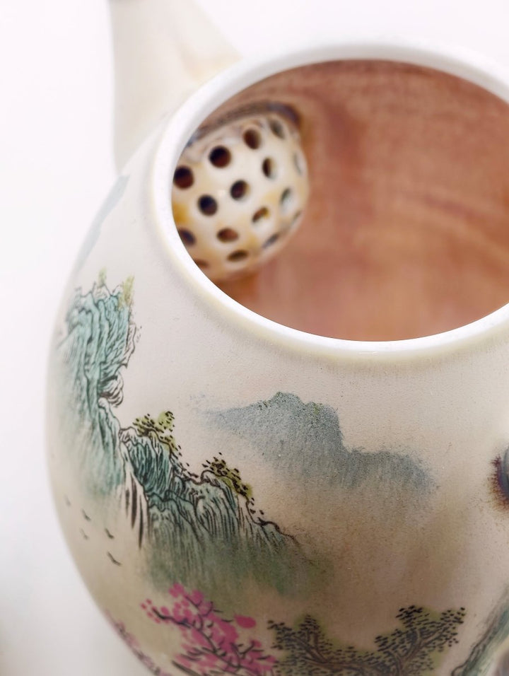Hand-Painted "Shanshui" Jingdezhen Teapots - Tea and Whisk