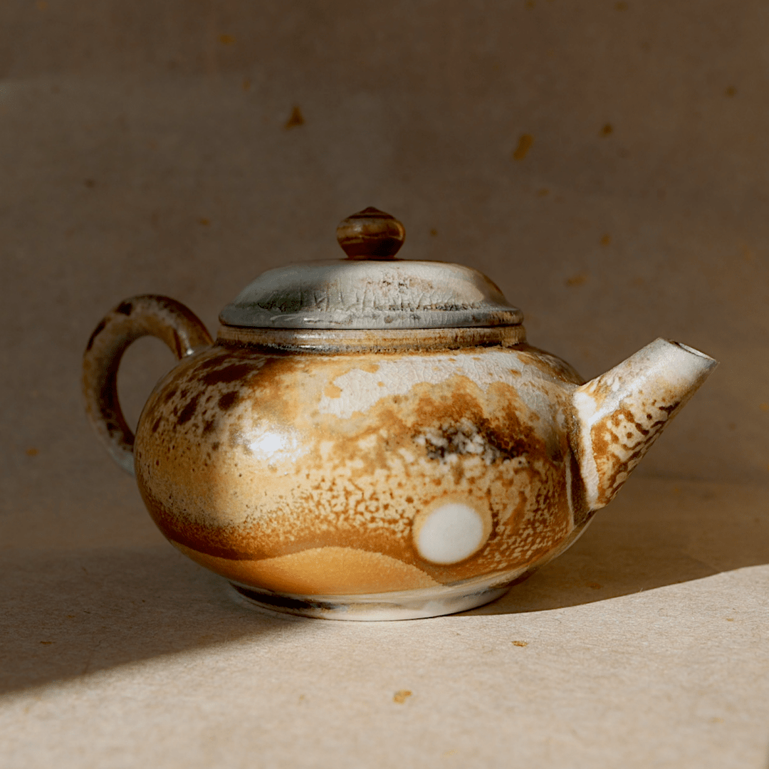 Handcrafted Jingdezhen Wood - Fired Teapot - Tea and Whisk