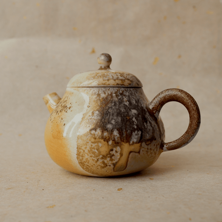 Handcrafted Jingdezhen Wood - Fired Teapot - Tea and Whisk