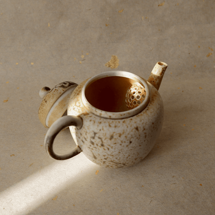Handcrafted Jingdezhen Wood - Fired Teapot - Tea and Whisk