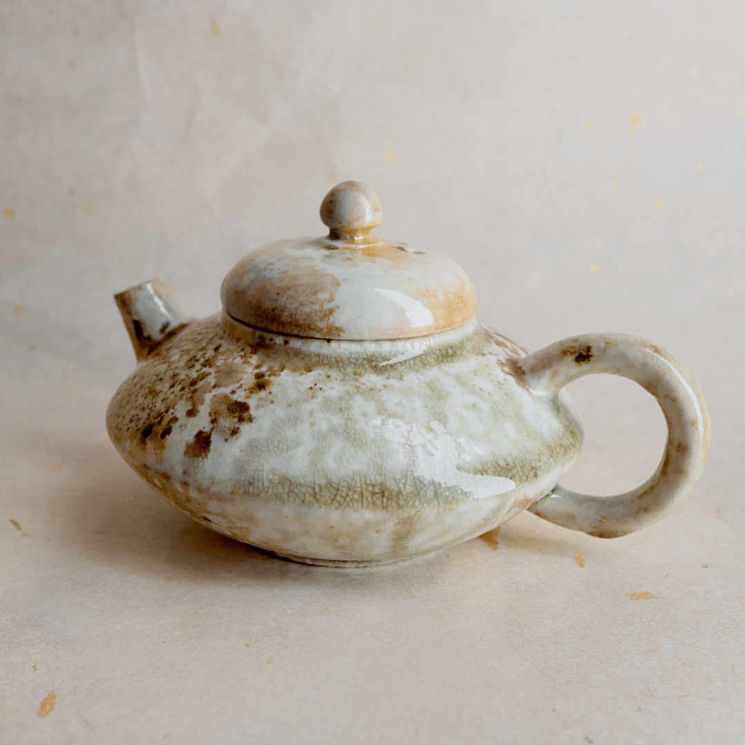 Handcrafted Jingdezhen Wood - Fired Teapot - Tea and Whisk
