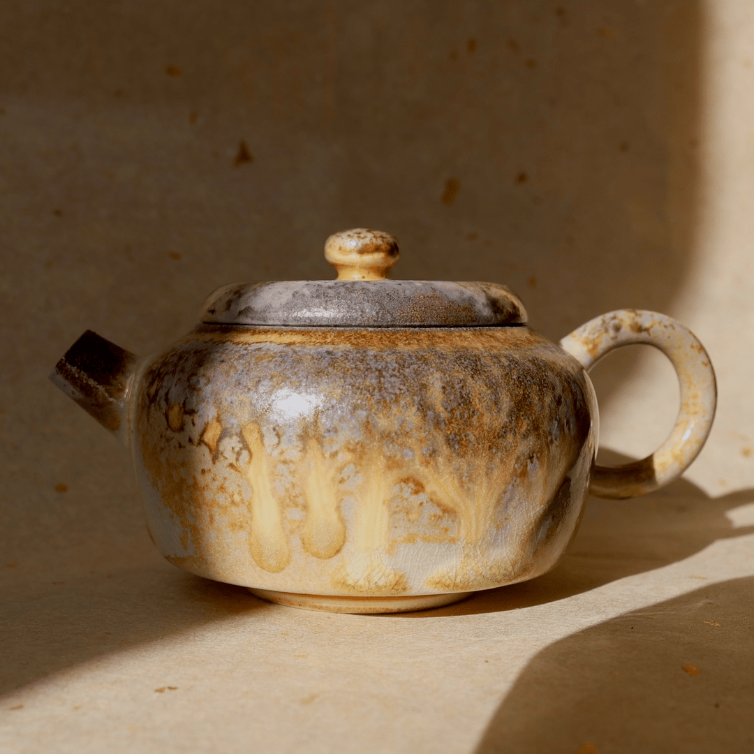 Handcrafted Jingdezhen Wood - Fired Teapot - Tea and Whisk