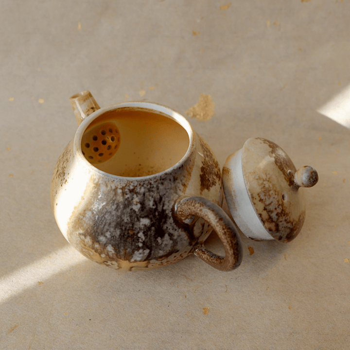 Handcrafted Jingdezhen Wood - Fired Teapot - Tea and Whisk