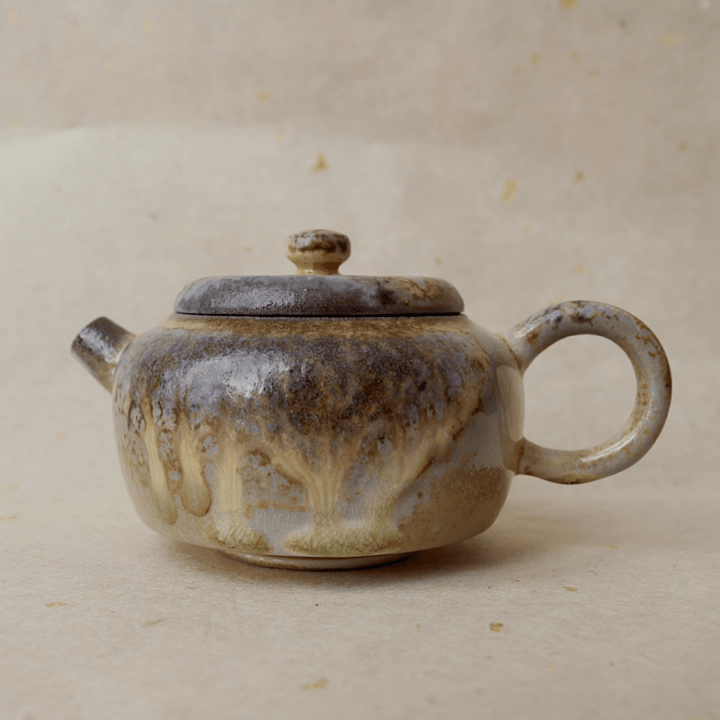 Handcrafted Jingdezhen Wood - Fired Teapot - Tea and Whisk