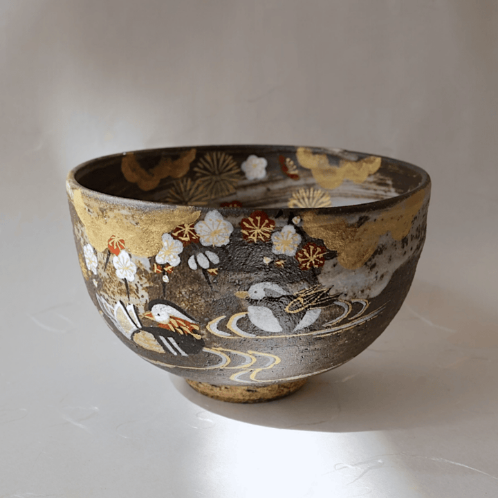 Handcrafted "Oshidori" Kyoyaki Matcha Bowl - Tea and Whisk