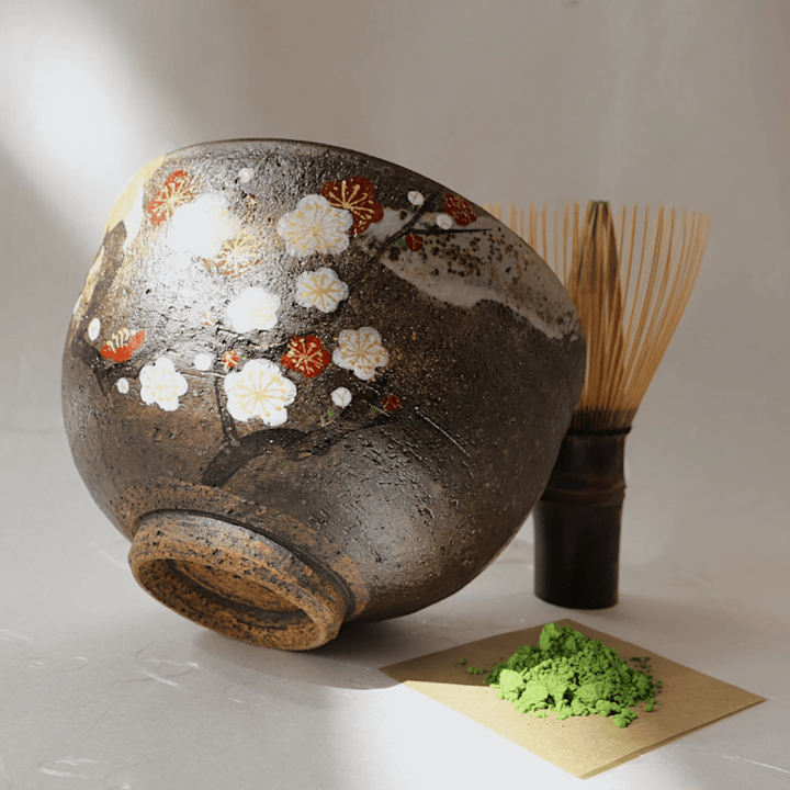 Handcrafted "Plum Blossom" Kyoyaki Matcha Bowl - Tea and Whisk