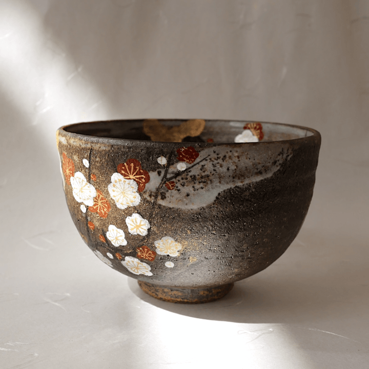Handcrafted "Plum Blossom" Kyoyaki Matcha Bowl - Tea and Whisk