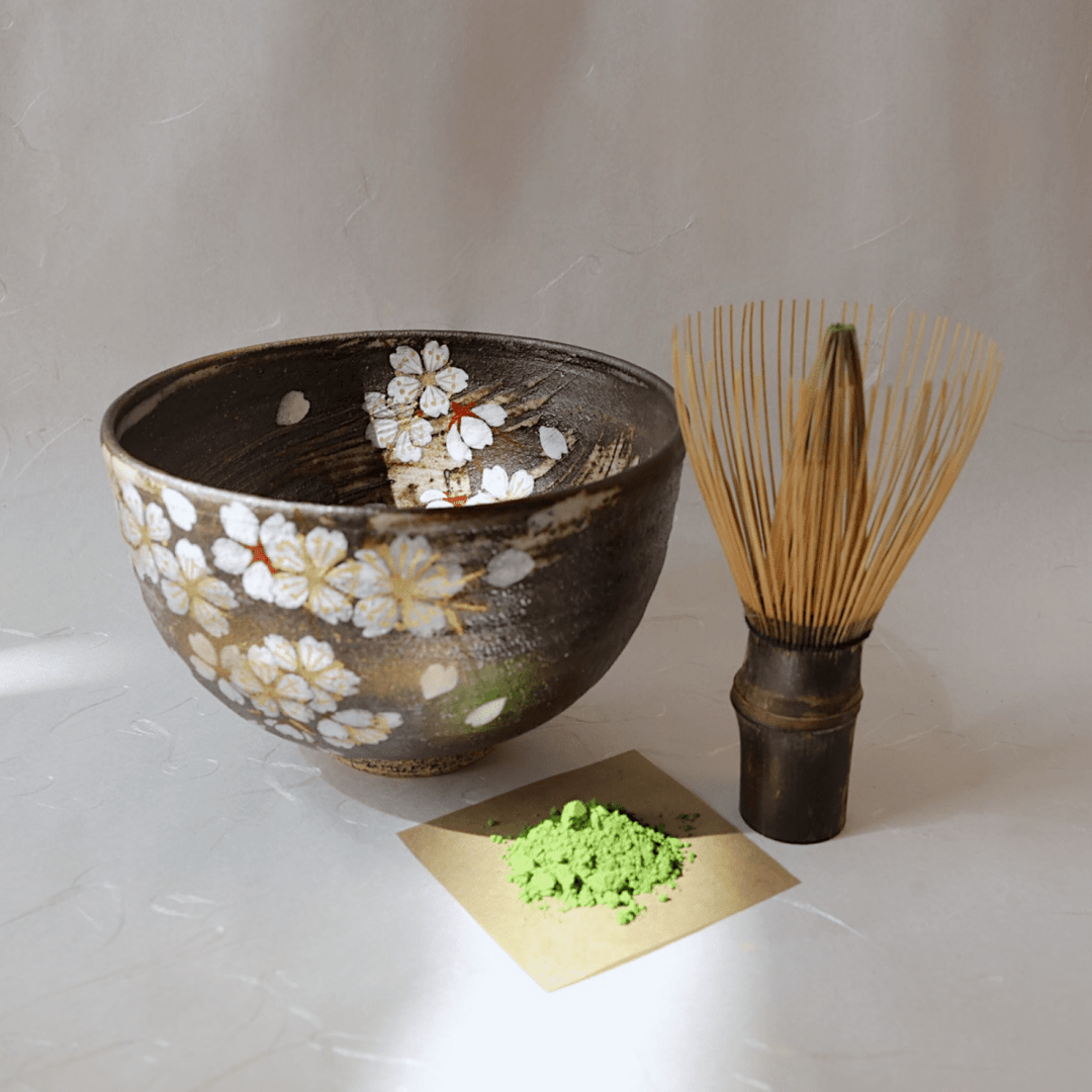 Handcrafted "Sakura" Kyoyaki Matcha Bowl - Tea and Whisk