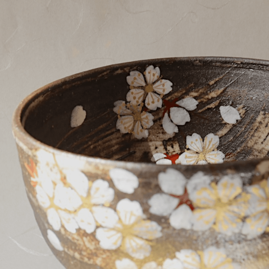 Handcrafted "Sakura" Kyoyaki Matcha Bowl - Tea and Whisk