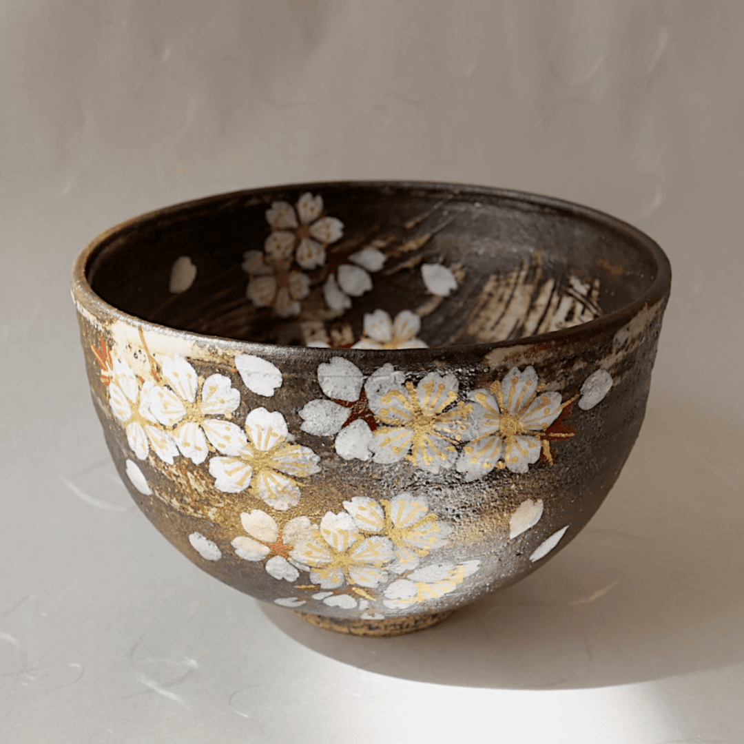 Handcrafted "Sakura" Kyoyaki Matcha Bowl - Tea and Whisk