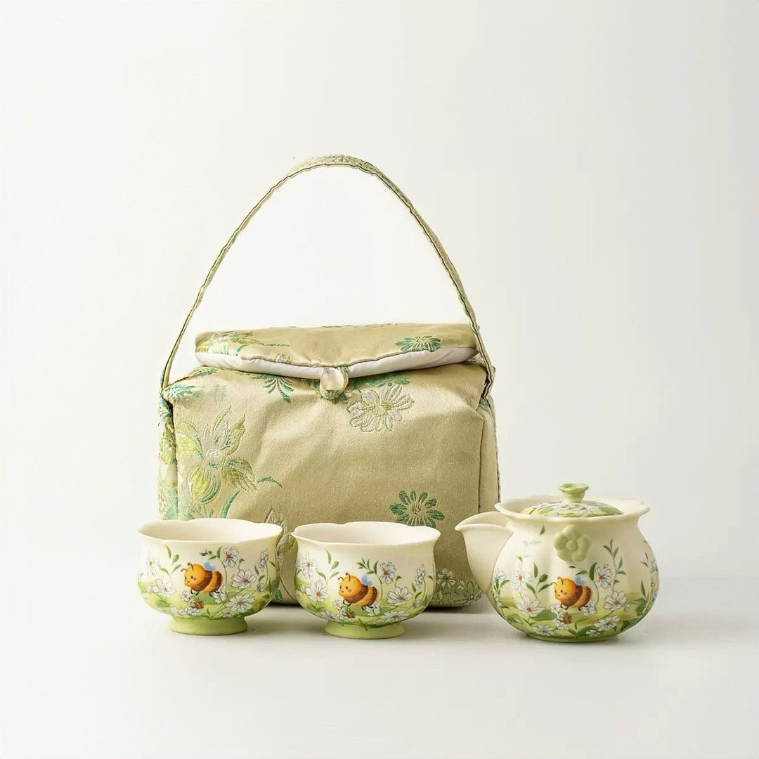 Honeybee Blossom Travel Tea Set - Tea and Whisk
