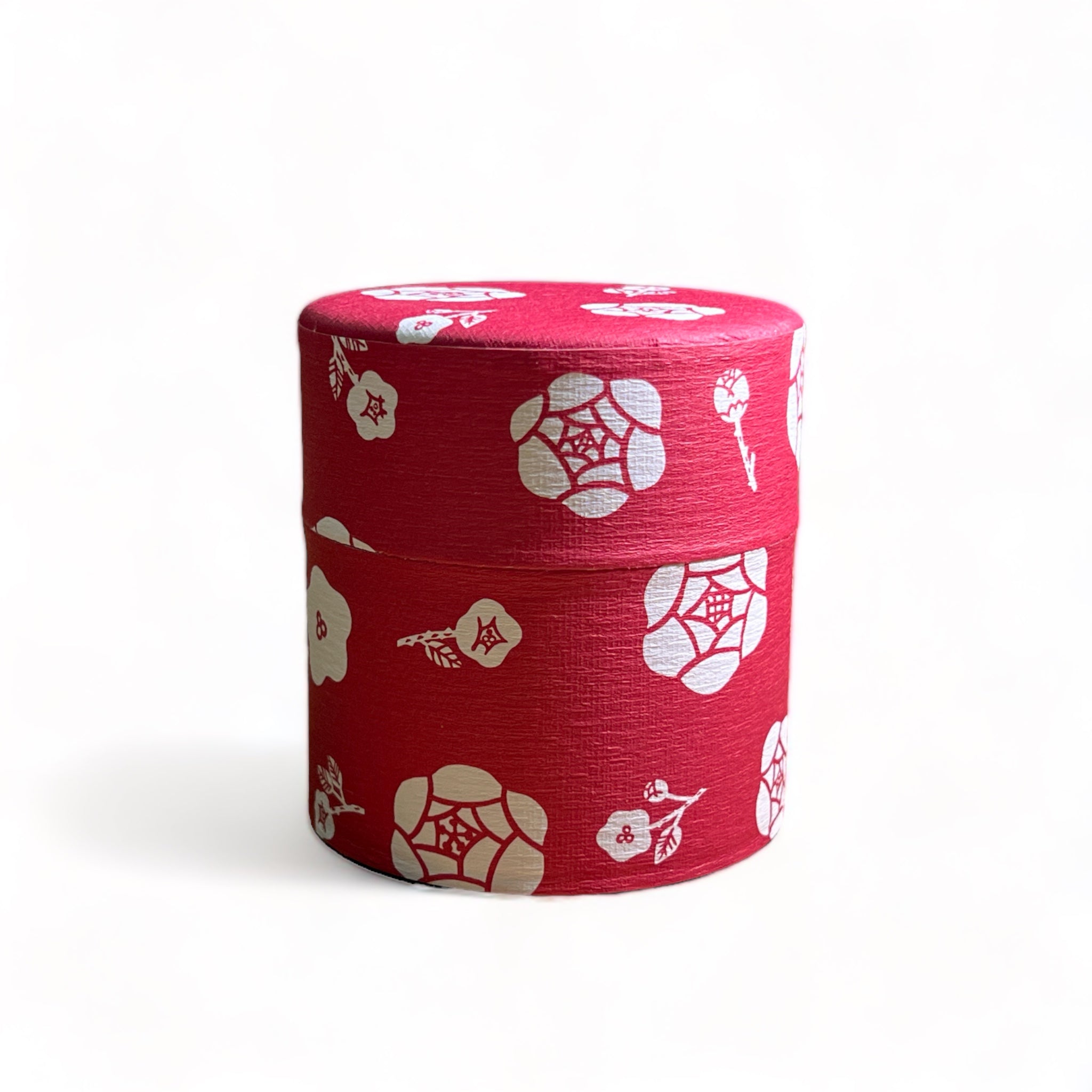 Japanese Chazutsu - Washi Tin Tea Canister Red Rose