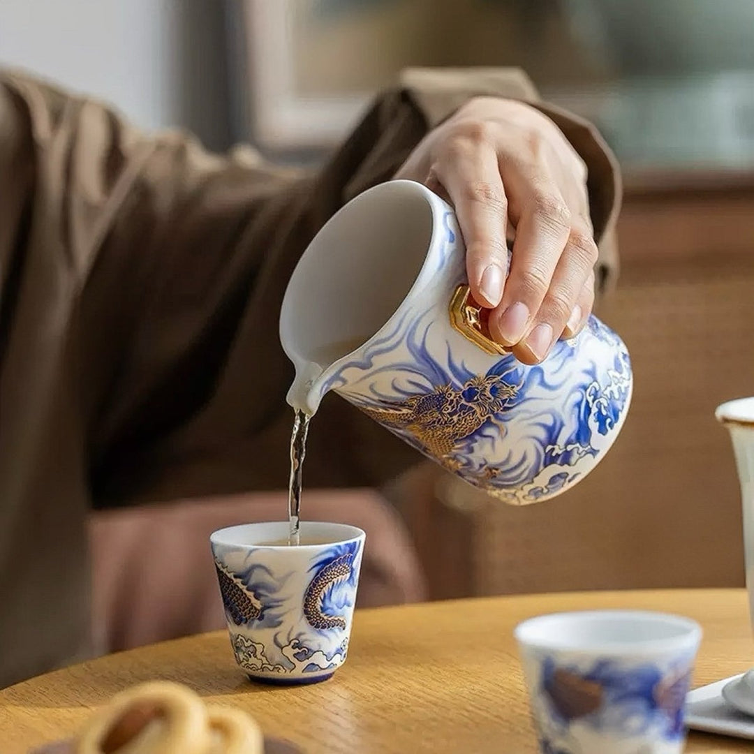 Imperial Azure Dragon Portable Gongfu Tea Set - Tea and Whisk