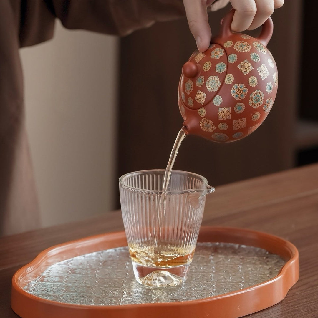 Imperial Blossom - Yixing Red Clay Teapot Journey Set - Tea and Whisk