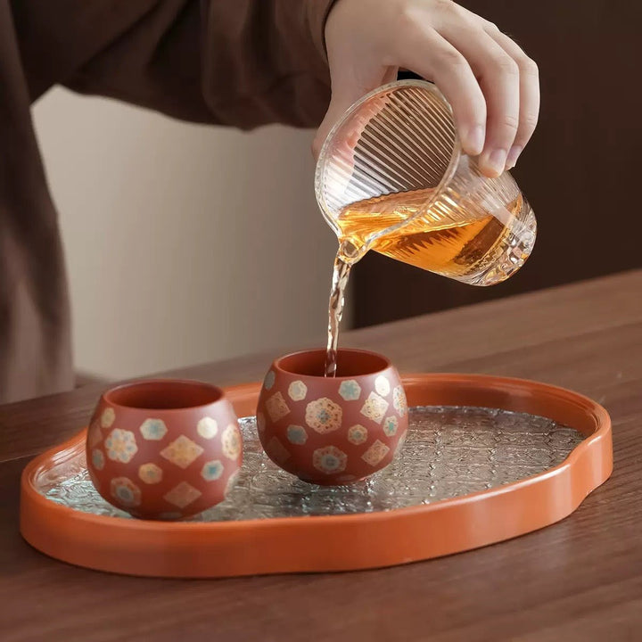 Imperial Blossom - Yixing Red Clay Teapot Journey Set - Tea and Whisk