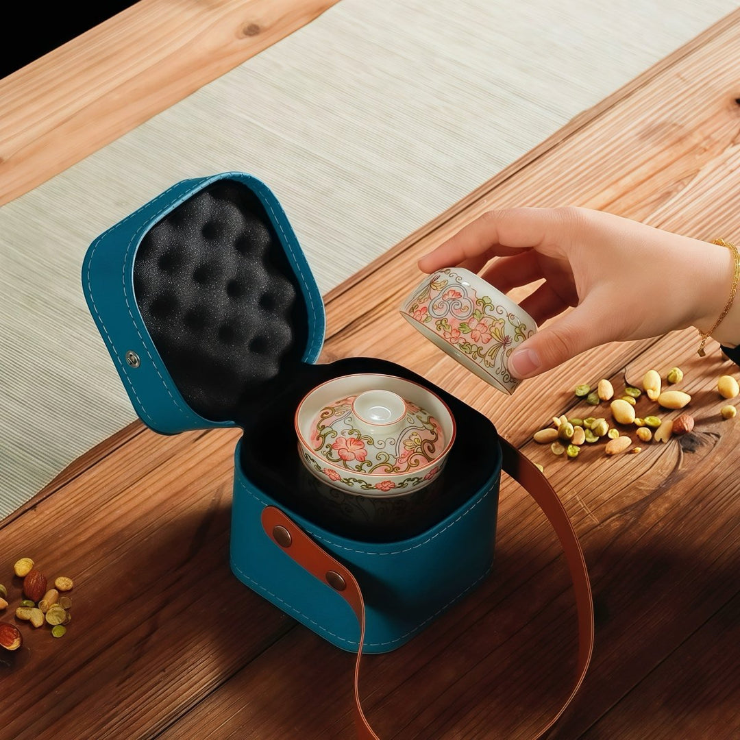 Imperial Peony Travel Tea Set - Tea and Whisk