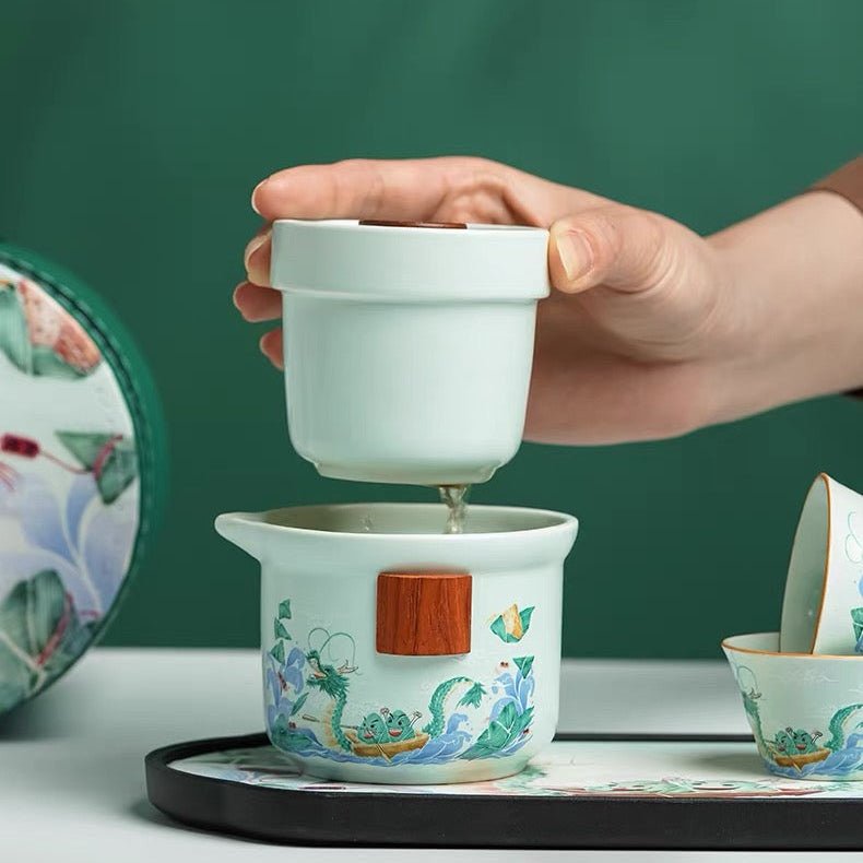 Jade Dragon Voyage Travel Tea Set - Tea and Whisk