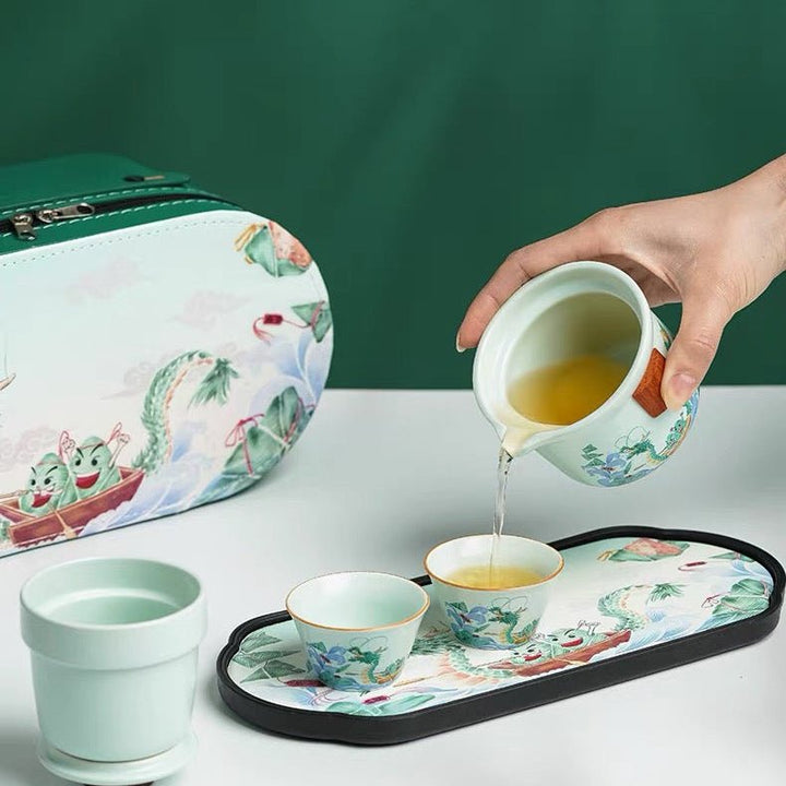 Jade Dragon Voyage Travel Tea Set - Tea and Whisk
