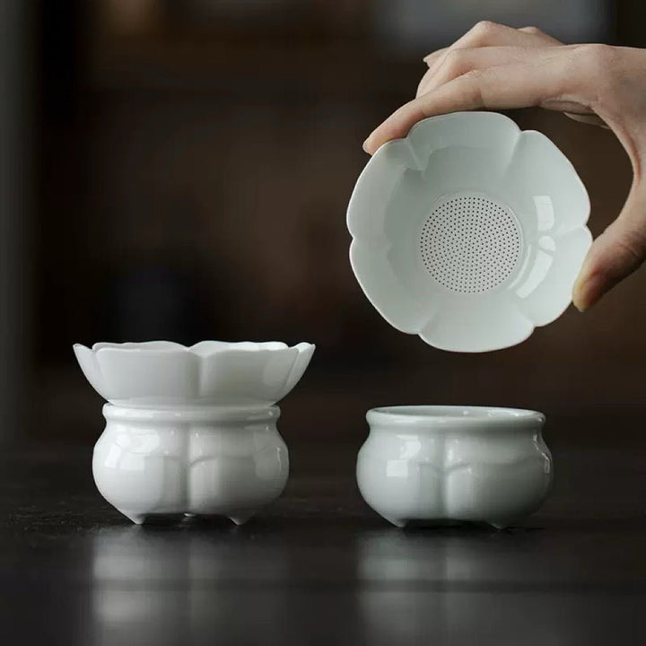 Jade White Ceramic Tea Strainer - Tea and Whisk
