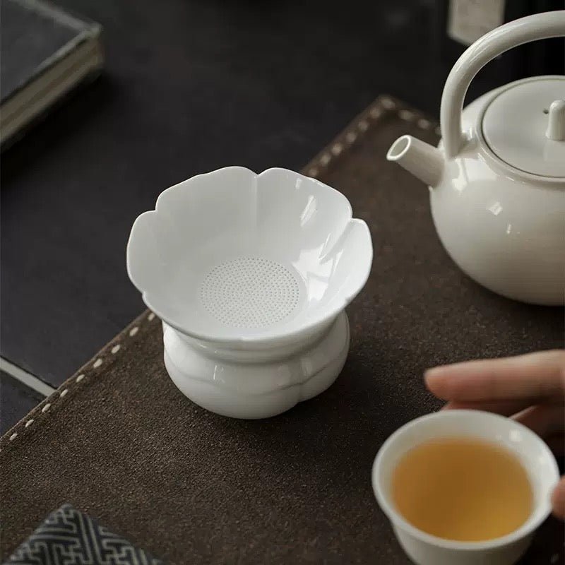 Jade White Ceramic Tea Strainer - Tea and Whisk