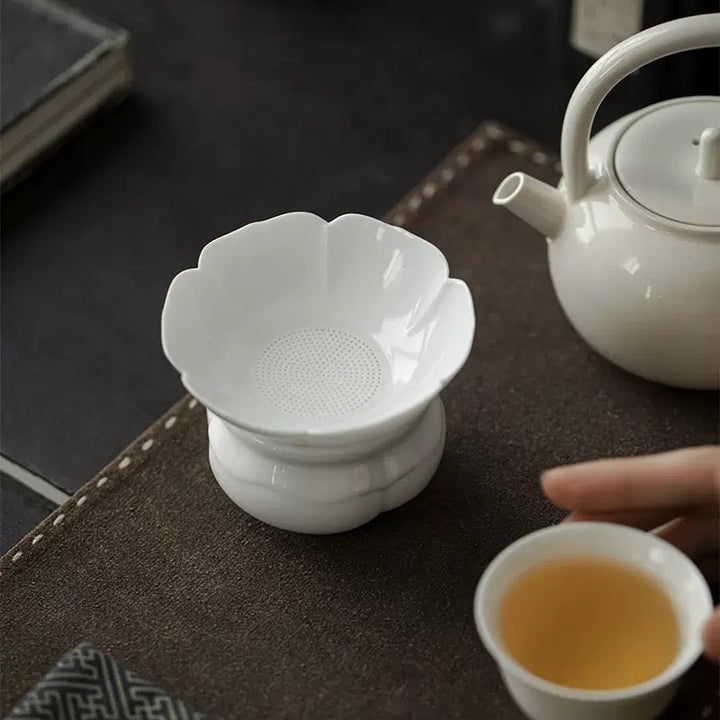 Jade White Ceramic Tea Strainer - Tea and Whisk