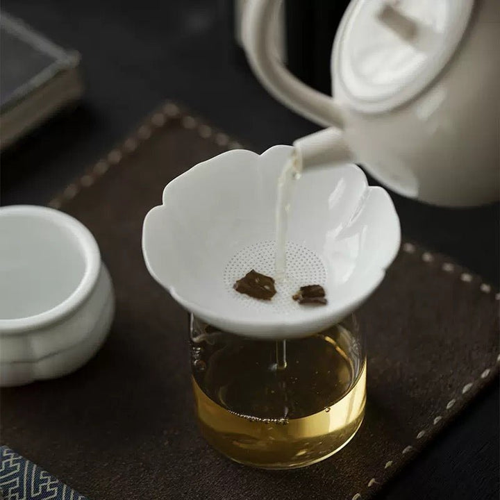 Jade White Ceramic Tea Strainer - Tea and Whisk