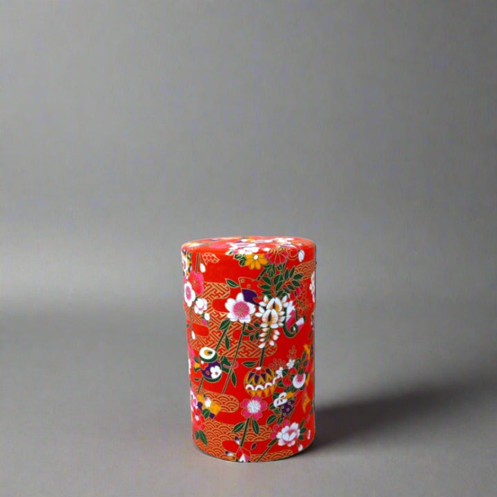 Japanese Chazutsu - Washi Tin Tea Canister Gajyu - Tea and Whisk