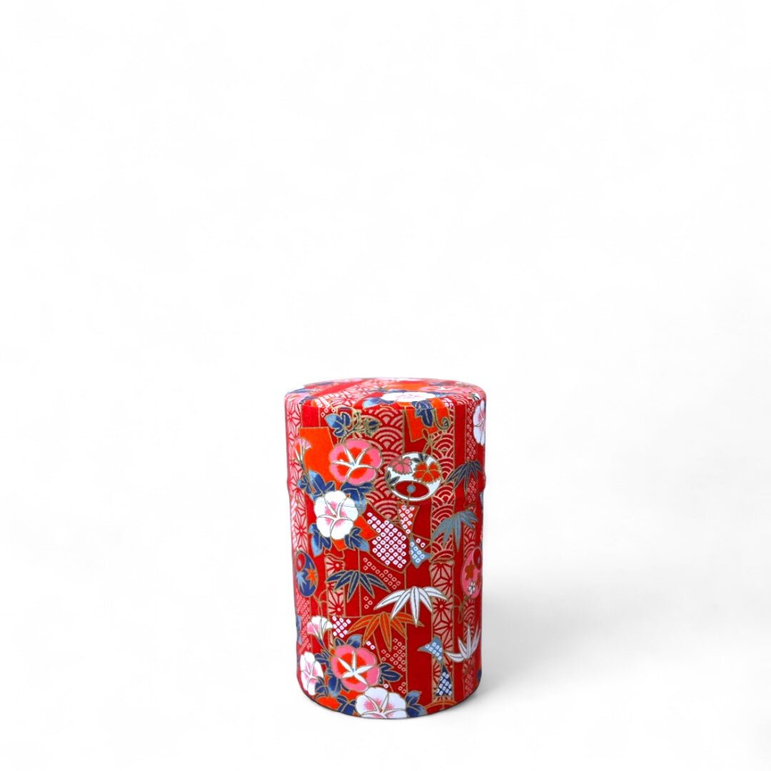 Japanese Chazutsu - Washi Tin Tea Canister Gajyu - Tea and Whisk