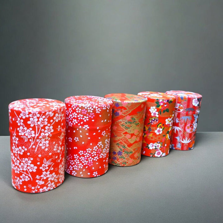 Japanese Chazutsu - Washi Tin Tea Canister Gajyu - Tea and Whisk