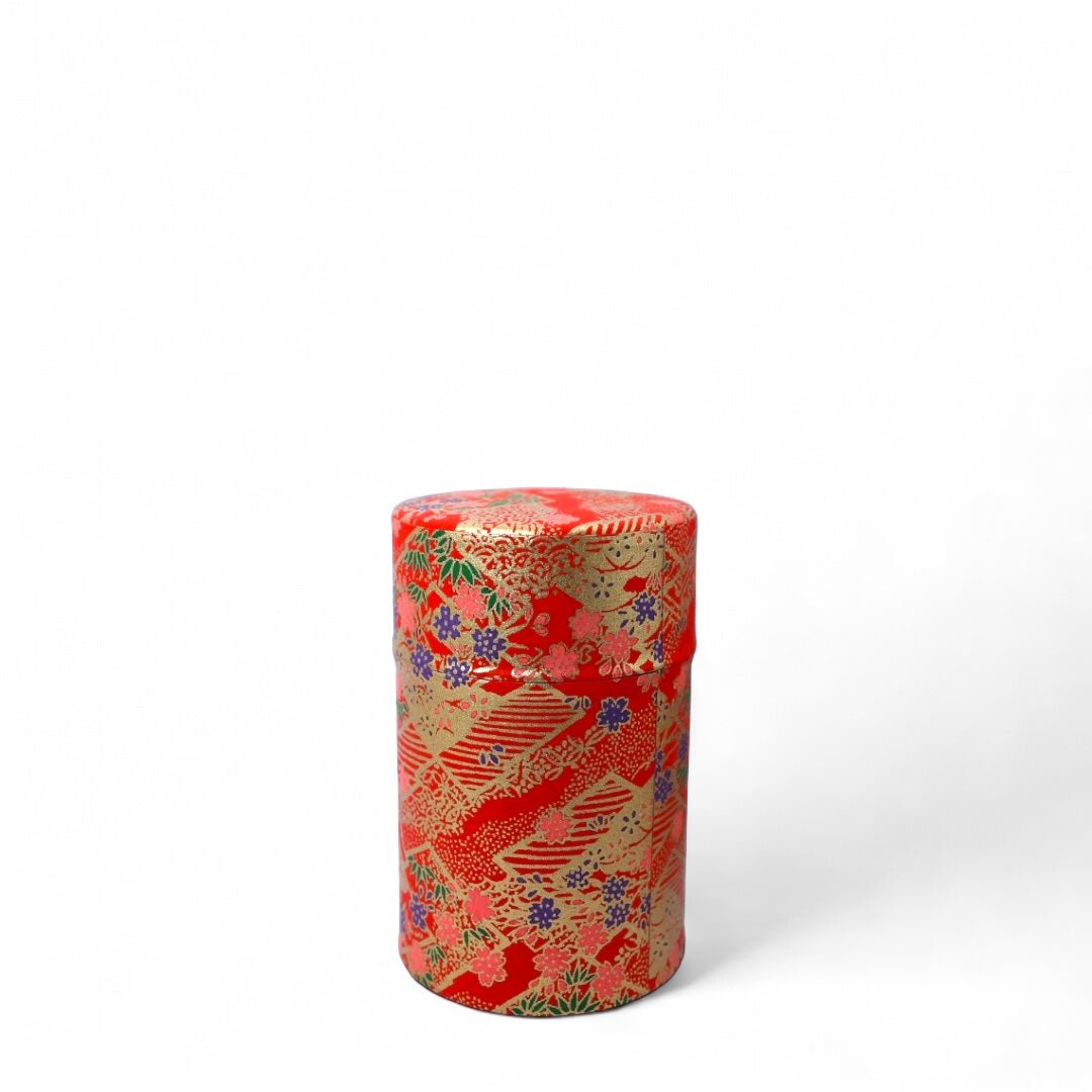 Japanese Chazutsu - Washi Tin Tea Canister Gajyu - Tea and Whisk