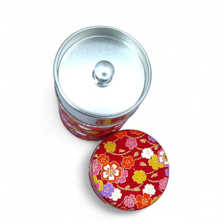 Japanese Chazutsu - Washi Tin Tea Canister Hanazono - Tea and Whisk