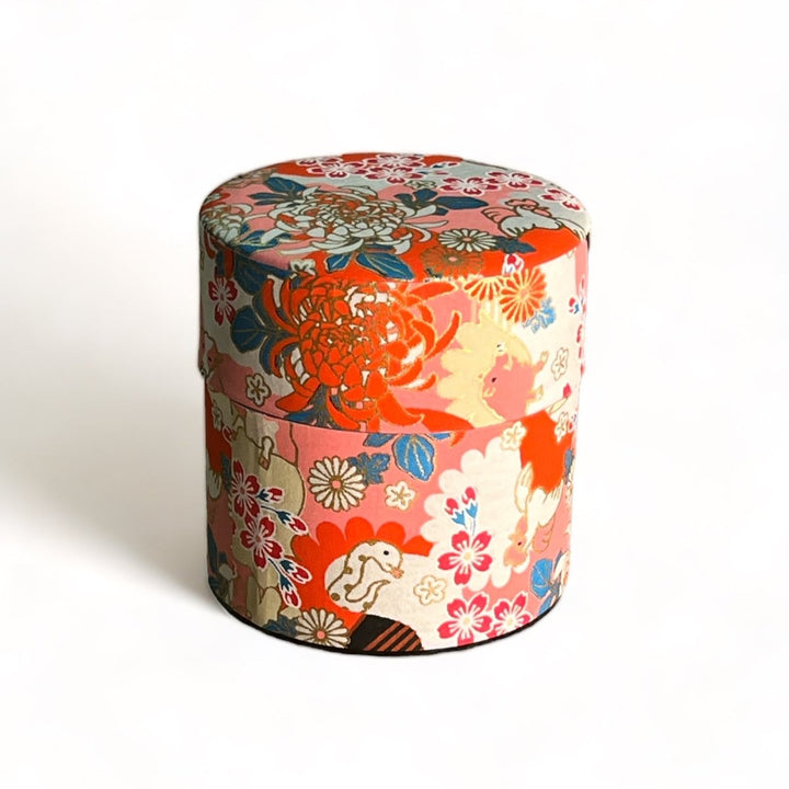 Japanese Chazutsu - Washi Tin Tea Canister Ikebana - Tea and Whisk