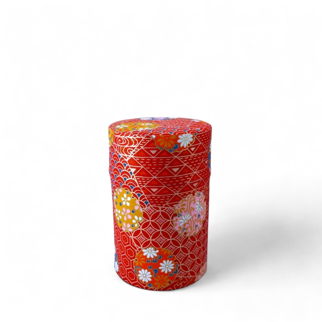 Japanese Chazutsu - Washi Tin Tea Canister Iwai - Tea and Whisk